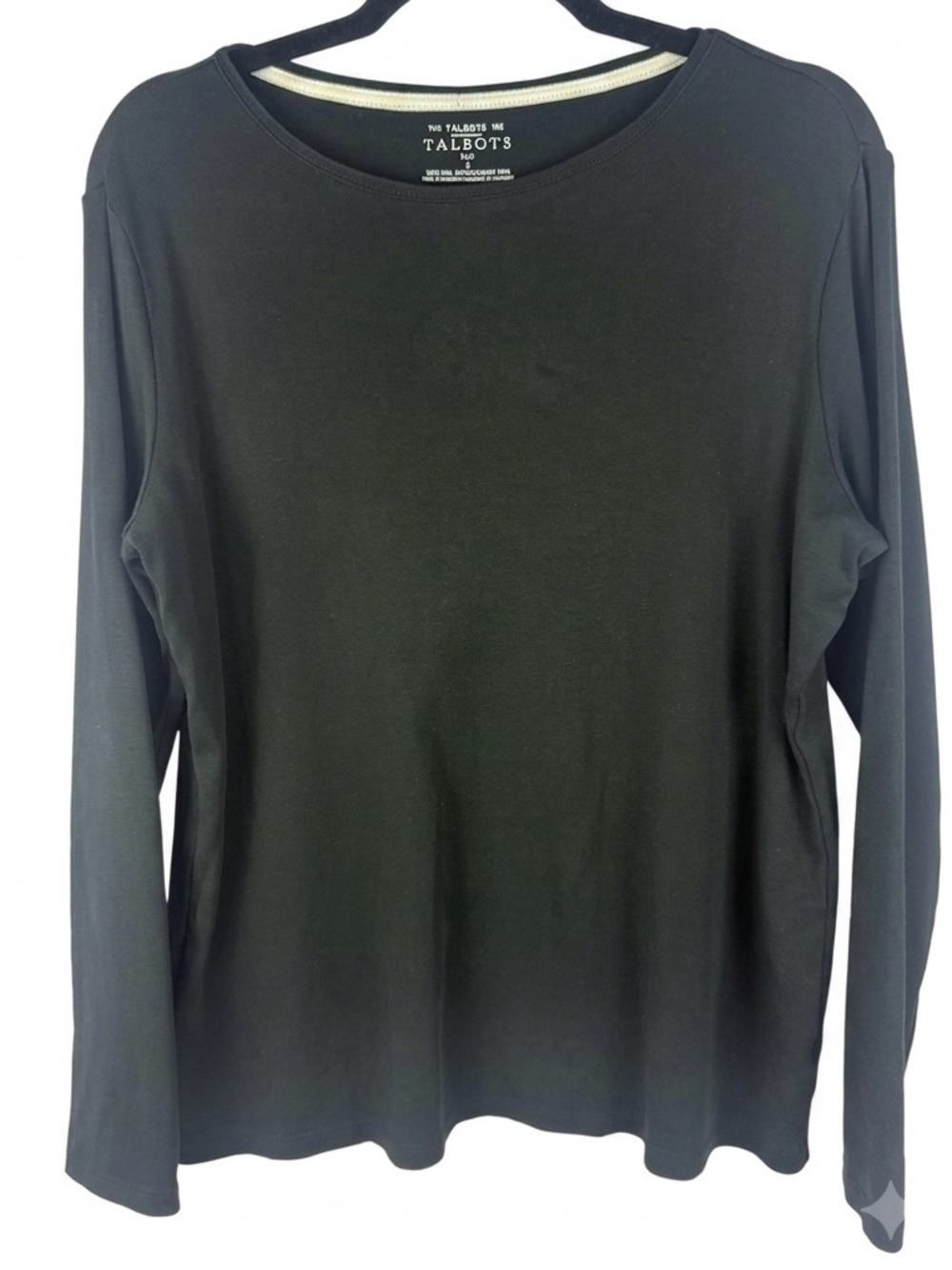 Talbots Plus Size X Black Pima Cotton Long Sleeve Tee Crew Neck